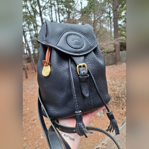 Vintage Dooney & Bourke Black AWL Pebbled Leather Mini Canyon Backpack - Picture 13 of 14